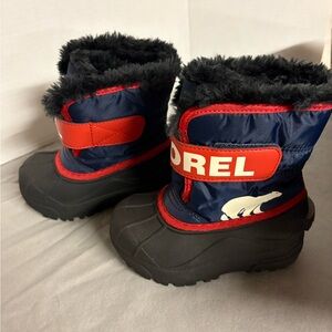 Sorel Kids Cozy Navy, Red & Black Kids Snow Boots